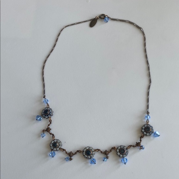 Liz Palacios Jewelry - Liz Palacios Blue Crystal Floral Necklace